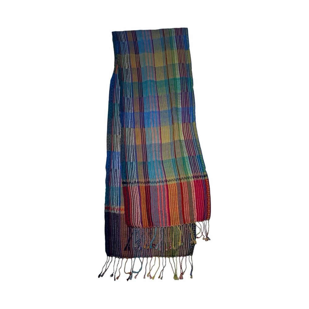 Multicolor Scarf 76” X 13” Rectangular Wool Women Scarve